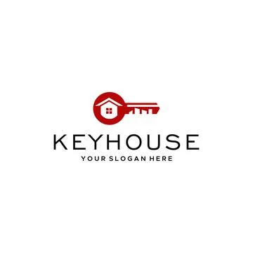 Flat KEYHOUSE real estate building logo design Stock Illustration