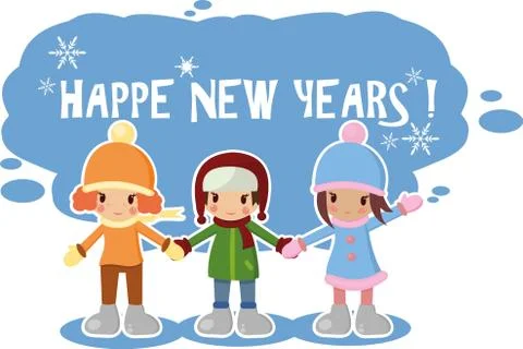 Flat kids winter Stock Illustration