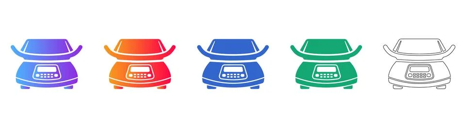 Flat Kitchen Digital Scale Vector Icons Stock Illustration