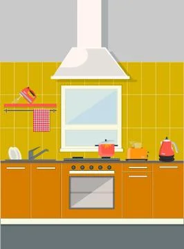 Flat kitchen 스톡 일러스트
