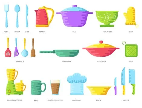 Flat kitchen table for cooking in house vector illustration design for web and Stock Illustration