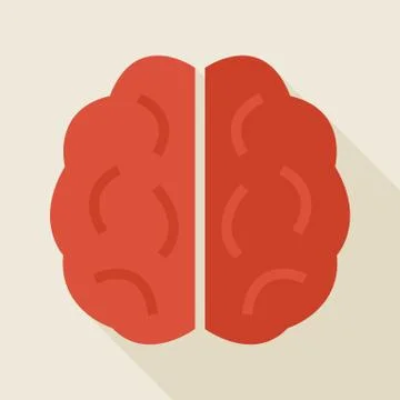 Flat Knowledge Human Brain Illustration with long Shadow Stock Illustration