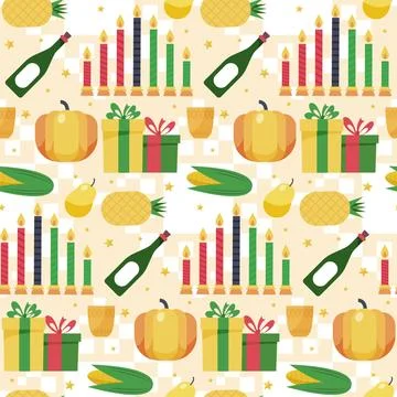 Flat kwanzaa pattern design Stock Illustration