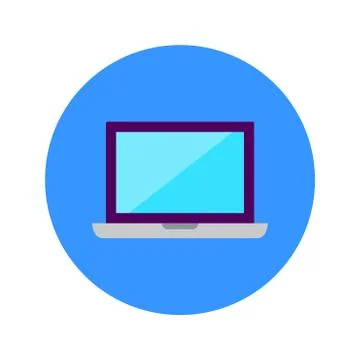 Flat Laptop Circle Icon Stock Illustration