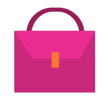 Flat, a large pink women's briefcase bag for a business woman, isolated obj.. Stock Illustration