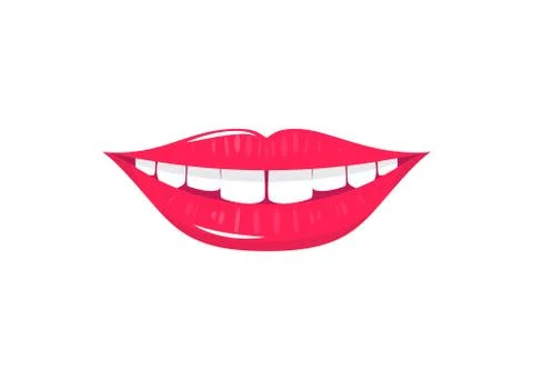 Flat laughing mouth with white teeth and red lips Stock Illustration
