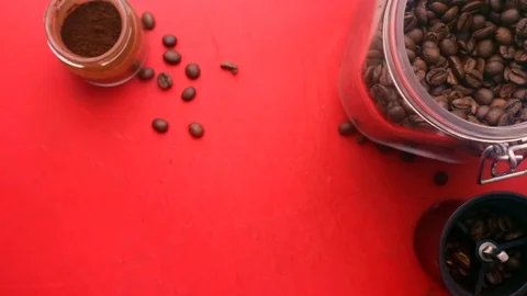 Flat lay 90 degree of person making espresso coffee - 25 sec Stock Footage 130033193