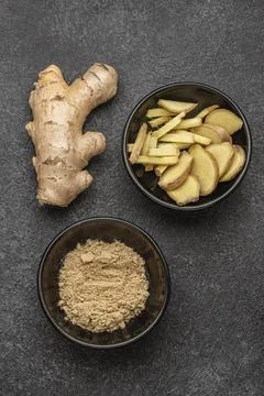 Flat lay arrangement ginger table Stock Photos
