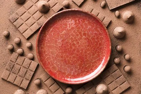 Flat lay assortment with chocolate. High quality photo Stock Photos