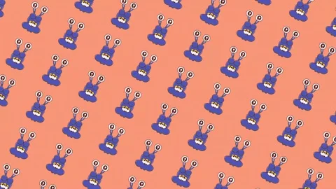 Flat lay beautiful cute blue character monster with two big eyes 動画素材 308061726