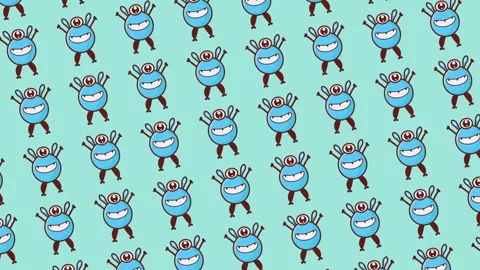 Flat lay beautiful cute blue character monster with one big eyes 스톡 동영상 308061754