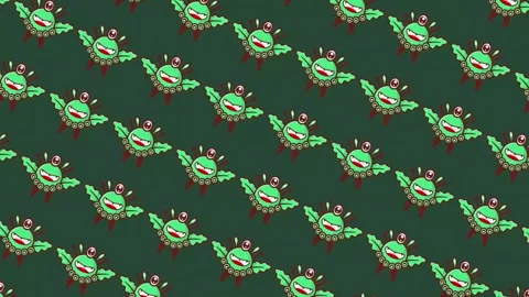Flat lay beautiful cute green character monster with big eyes 動画素材 308061748