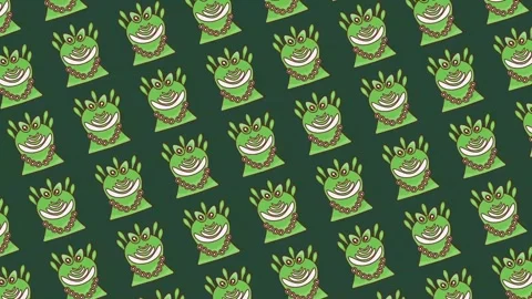 Flat lay beautiful cute green character monster with many big mouths 스톡 동영상 308061810