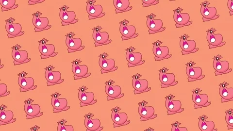 Flat lay beautiful cute pink character monster with big eyes 스톡 동영상 308061723