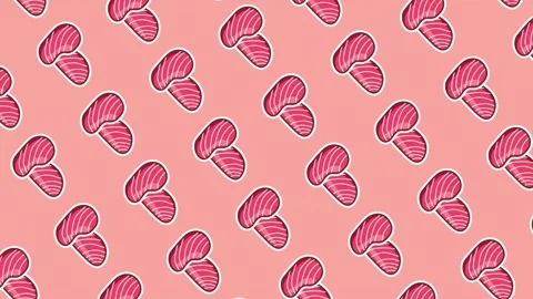 Flat lay beautiful red shushi salmon nigari Japanese food wallpaper 動画素材 308061801