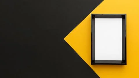 Flat lay black frame with copy space Stock Photos