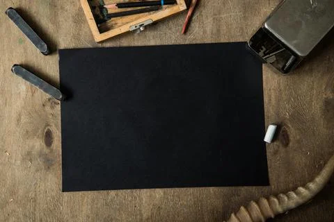 Flat lay with black Stock Photos