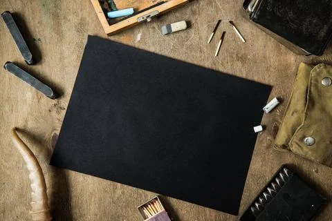 Flat lay with black Stock Photos