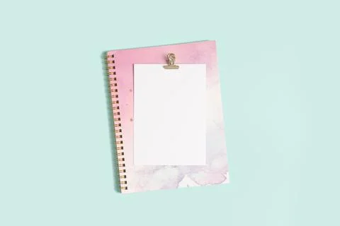 Flat lay of blank letter note pad Stock Photos