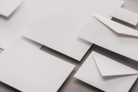 Flat lay blank white cards Stock Illustration