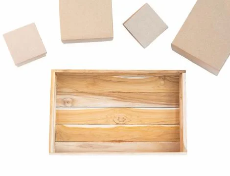 Flat lay boxes Isolated on white background Stock Photos