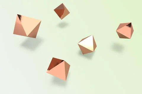 Flat lay brass octahedrons Stock Illustration