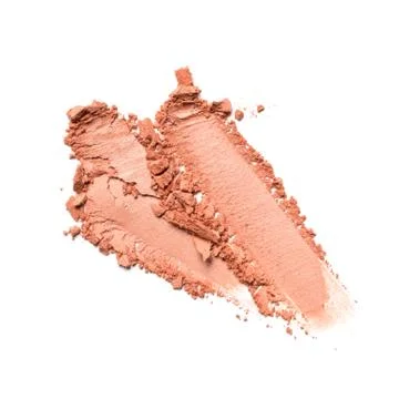 Flat lay of brush stroke. Broken eyeshadow foundation as sample of cosmetic b Stock Photos