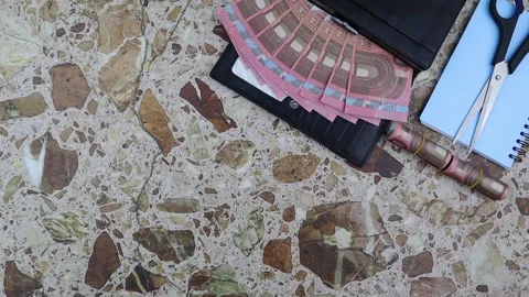 Flat lay business or design and creativity concept. Stop motion, copy space Vídeo Stock 148320834