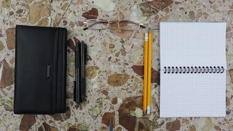 Flat lay business or design and creativity concept. Stop motion, top view Vídeo Stock 148321021