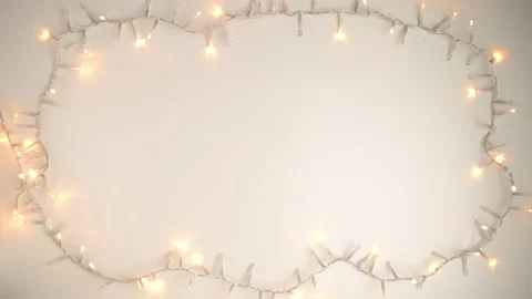 Flat lay with Christmas lights on white Stock Footage 164792985