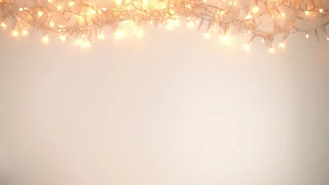 Flat lay with Christmas lights on white Stock Footage 164793688