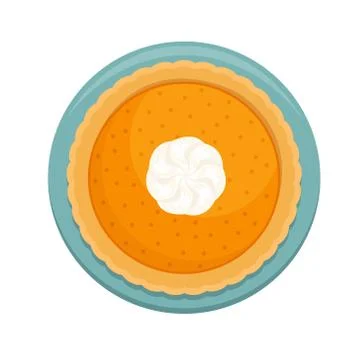 Flat lay of a Christmas pumpkin pie with whipped cream. Stock Illustration