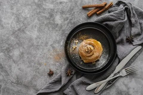 Flat lay cinnamon roll assortment Stock Photos
