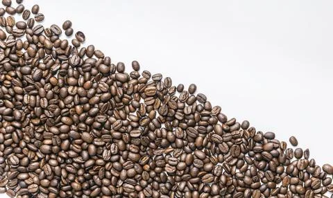 Flat lay coffee beans with copy space 스톡 사진