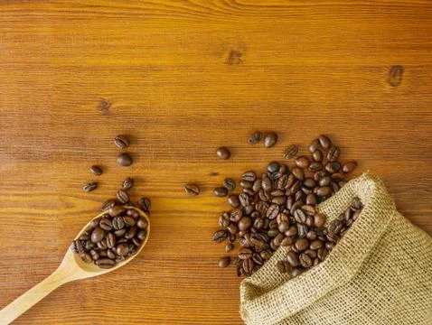Flat lay coffee beans Stock Photos