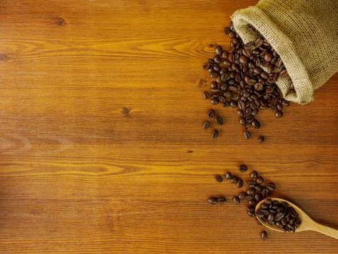 Flat lay coffee beans Stock Photos