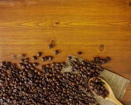 Flat lay coffee beans Stock Photos