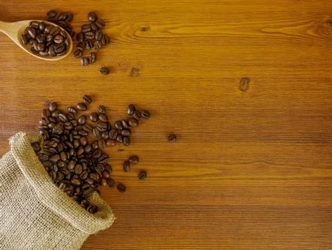 Flat lay coffee beans Stock Photos