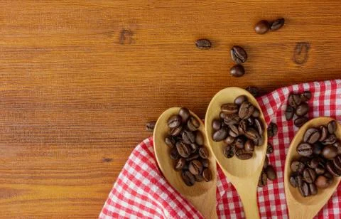 Flat lay coffee beans Stock Photos