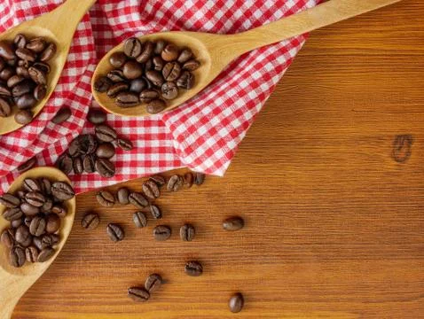 Flat lay coffee beans Stock Photos