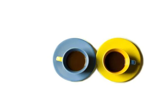 Flat lay coffee  two cups Stock-Fotos