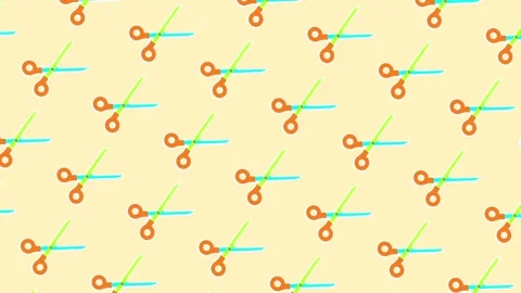 Flat lay colorful scissors icon for fun office animation 스톡 동영상 308061806