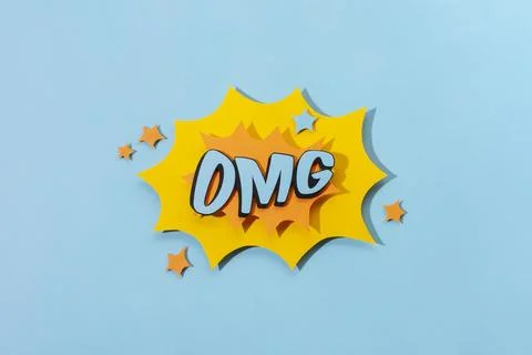 Flat lay comics speech bubble arrangement. Retro comics speech bubble Stock Photos