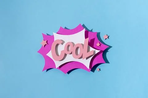 Flat lay comics speech bubble arrangement. Retro comics speech bubble Stock Photos