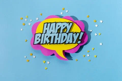 Flat lay comics speech bubble arrangement. Retro comics speech bubble Stock Photos