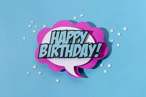 Flat lay comics speech bubble arrangement. Retro comics speech bubble Stock Photos
