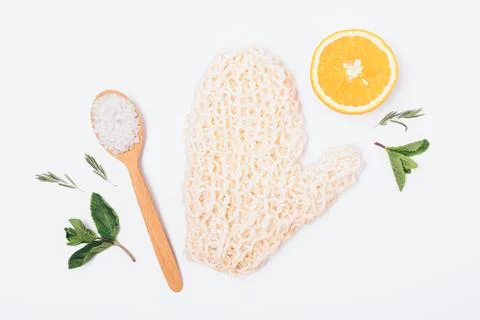 Flat lay composition of anti-cellulite massage Stock Photos