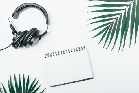 Flat lay composition of blank notepad 库存照片