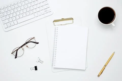 Flat lay composition with copy space. Office workspace and productivity conce Foto stock