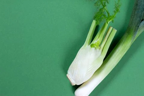 Flat lay composition with fresh vegetables on color background. Stock Photos